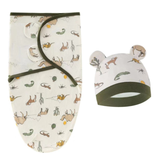 Newborn Baby Muslin Swaddle Blanket Hat Set Swaddle Bedding Wrap Blanket Baby Swaddling S28