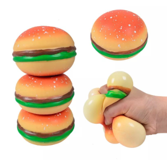3D Squishy Hamburger Fidget Toys Silicone Decompression Ball Fidget Sensory Toy