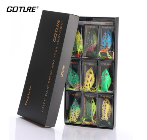 Goture 9 Pcs/Lot 5.5Cm 12.5G Frog Soft Fishing Lure Silicone Wobbler For Bass Snakehead