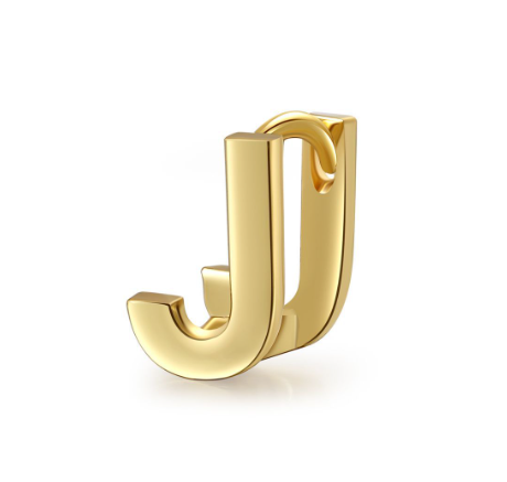 Unique Design Initial Letter Earrings 18K Gold Double Layer Letter Earrings Jewelry Single J