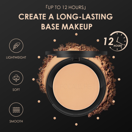 FOCALLURE 3 Colors Pressed Powder Cake Soft with Sponge