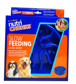 Nutri Chunks Slow Feeding Dog Dish (Blue)