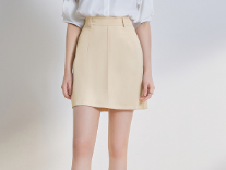 Lovito Women Casual Plain Structure Line Pleated Skirts L64AD093 Apricot