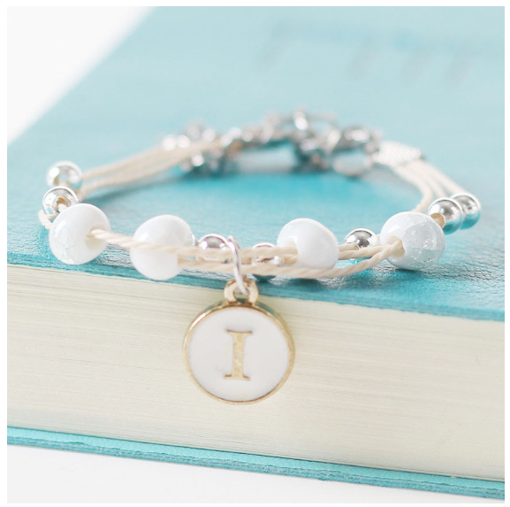 Ceramic beads 26 initials elastic beaded bracelet fashion men and women leisure bracelet lovers bracelet I