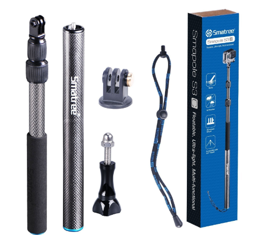 Smatree SmaPole S3 Carbon Fiber Detachable Extendable Floating Pole for Action Camera