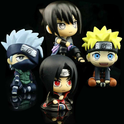Naruto Figure Anime Q Version of Sitting Posture Uzumaki Naruto Kakashi Itachi Toys Figurines Cake Topper