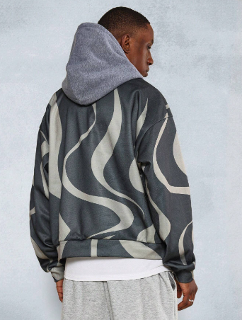 SUMWON Regular Fit All Over Swirl Printed Hoodie