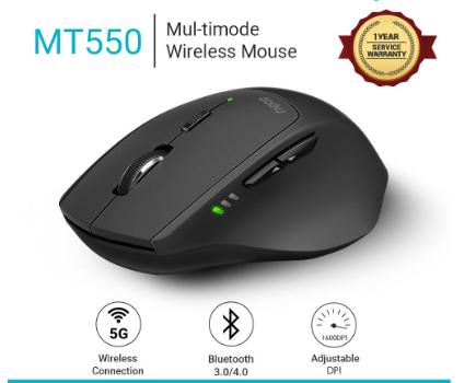 Rapoo Mouse MT550 1600DPI Bluetooth mouse for laptop Wireless Mouse Slient mouse Ergonomic mouse