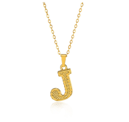 Stainless Steel Capital Initial Letter Necklaces For Women A-Z Alphabet Pendant Necklace J