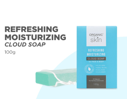Organic Skin Japan Refreshing Moisturizing Cloud Soap for Face and Body with Aloe Vera (100g)