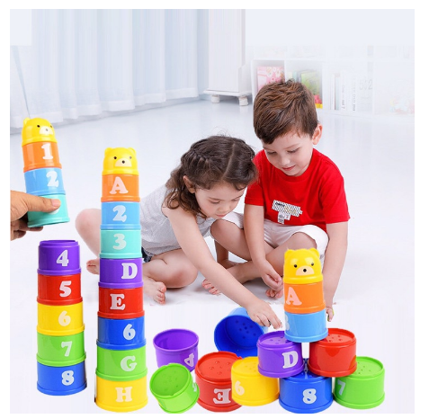 Baby Stacking Cups Early Education Educational Toys for Kids Fun Set of Cups Jenga 0-3 Years Old