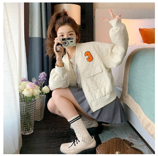 Fashion Casual Jacket Short Style Age-Reducing All-Match Threaded Zipper Embroider
