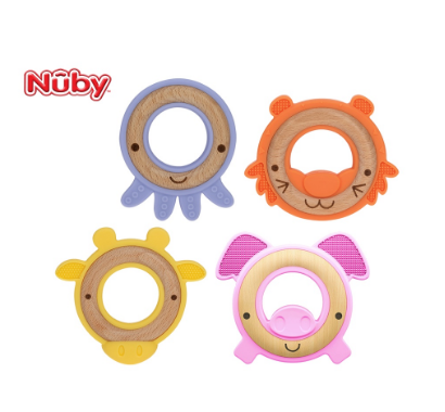Nuby 3m+ Natural Wood & Silicone Teether