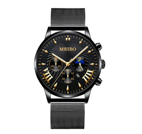 Luxury Gold Watch Men Fashion Calendar Display Stainless Steel Quartz Watch Waterproof Men's Wacthes 5