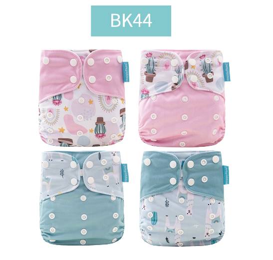 Happyflute 2023 4pcs set Washable Eco-friendly Baby Cloth Diaper Ecological Adjustable Nappy Reusable Diaper Fit 0-2year 3-15kg 010