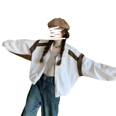 Lovito Women Casual Patchwork Zipper Colorblock Jacket LNA39152 (Apricot)