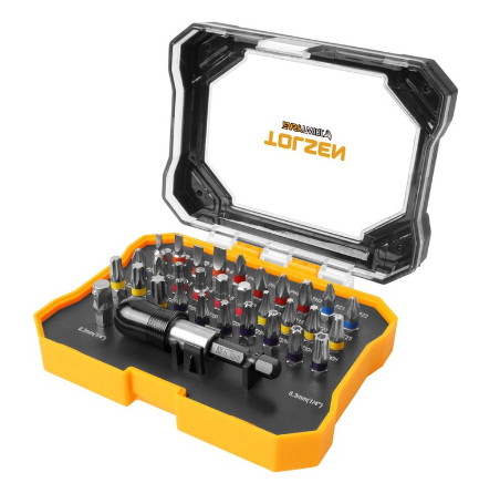 Tolsen 32pcs Bit Set & 1/4" Quick Release Holder (Philips, Flat, Hex, Pozi, Torx, Square) 20377
