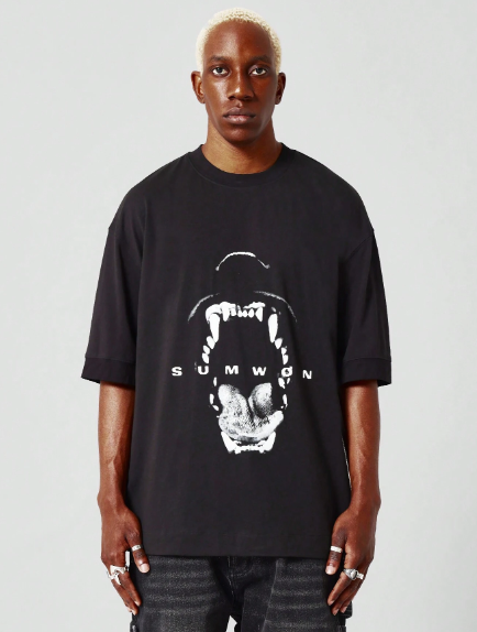 SUMWON Oversized Fit Tee With Hound Graphic Print