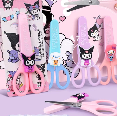 sanrio Cartoon Kids Safety Round Head Scissors Student Paper Cutting Art School Supplies