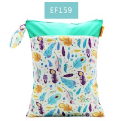 Happyflute 1PC Reusable Waterproof Fashion Prints Wet And Dry Diaper Bag Double Pocket Cloth Handle Wetbags DB2