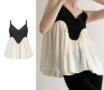 Lovito Women Elegant Plain Colorblock Fabric Stitching Tank Top L73AD017