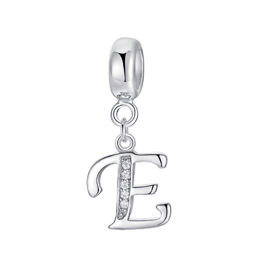26 English Letter Pendants Suitable For Pandora Bracelet DIY Necklace 925 Silver-Plated Charm Simple Fashion Jewelry Pendant E