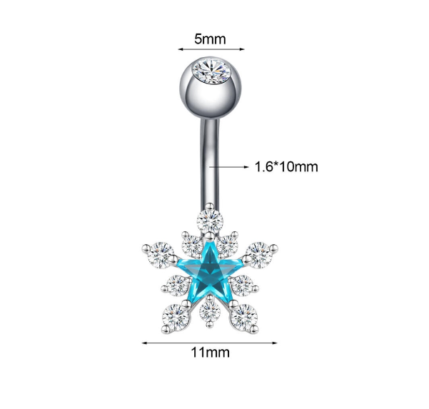 1PC Stainless Steel Navel Ring Crystal Pendant Navel Piercing Butterfly-pattern Wing-shape Heart-shape Prevent Allergy Navel Ring S20