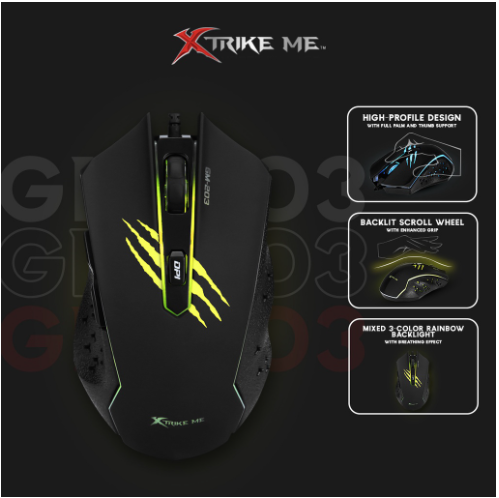 Xtrike Me Backlit Optical Gaming Mouse GM-203 - Black