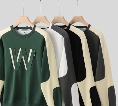 Korean Style Sweatshirt Men Letter Printed Lengan Panjang Layered Looking Round Neck Sweater Oversized Round Neck Bergaya