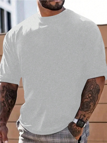 Manfinity Homme Men's Round Neck Short Sleeve Solid Color Simple Style Daily Casual Tee