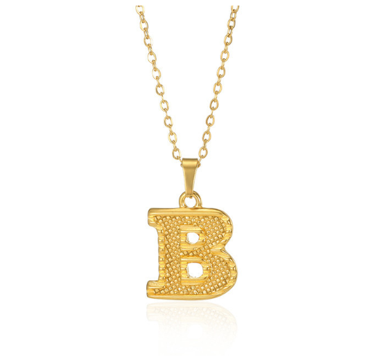 Stainless Steel Capital Initial Letter Necklaces For Women A-Z Alphabet Pendant Necklace B