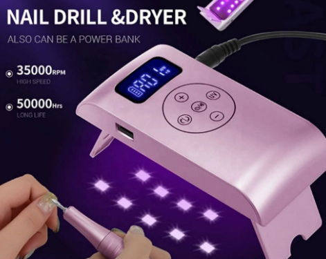 2 in 1 Multifunctional Nail Drill Manicure Polisher With UV LED Lamp Gel Dryer