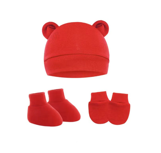 Baby hat Baby Mittens Booties Set newborn cap infant hats fashion Soft Cotton newborns Beanie 24