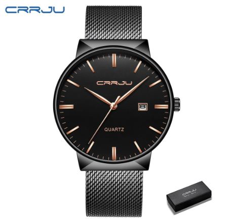 CRRJU Men Watches Luxury Top Brand Stainless Steel Fashion Quartz Ultra Thin Waterproof 2213 005