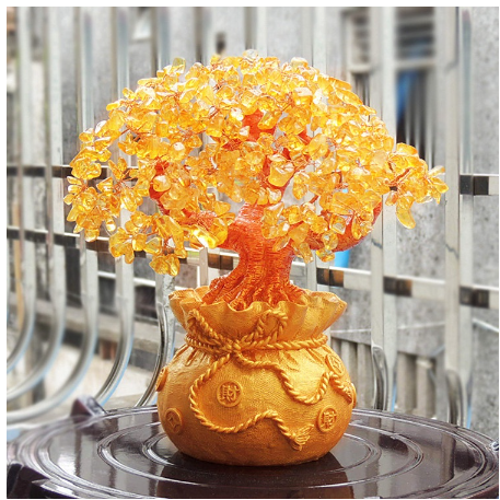 Fengshui Citrine Money Tree Jade/ Amethyst/ Citrine/ Rose Quartz Money Tree Fortune Tree Wealth Tree