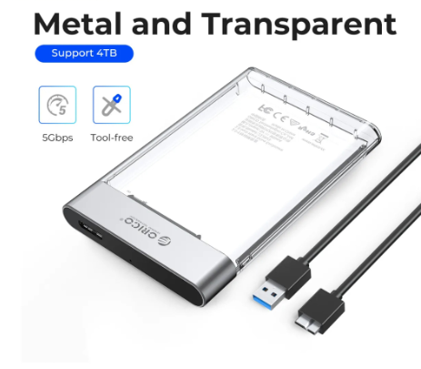 ORICO HDD Enclosure 2.5 Inch Transparent Add Metal Sata To USB 3.0