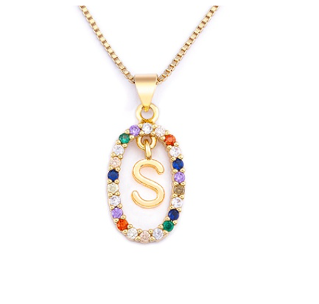 Colorful 26 Letters A - Z Initial Alphabet Pendant Long Chain Necklace Name Jewelry Women Accessories S