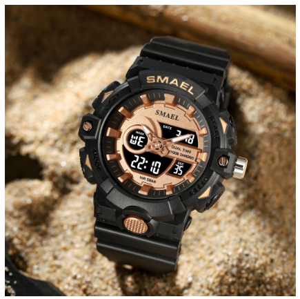 SMAEL Men's Quartz Shockproof Watch Outdoor Sports Multifunctional Military Wrist Watch Waterproof LED Alarm Stopwatch lmported m4