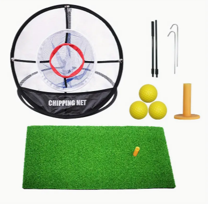 Golf Chipping Net, Pop Up Golf Chipping Net With Mat, Practice Balls, Rubber Tee, Golf Practice Nets For Indoor Outdoor Chipping Accuracy Swing Practice
