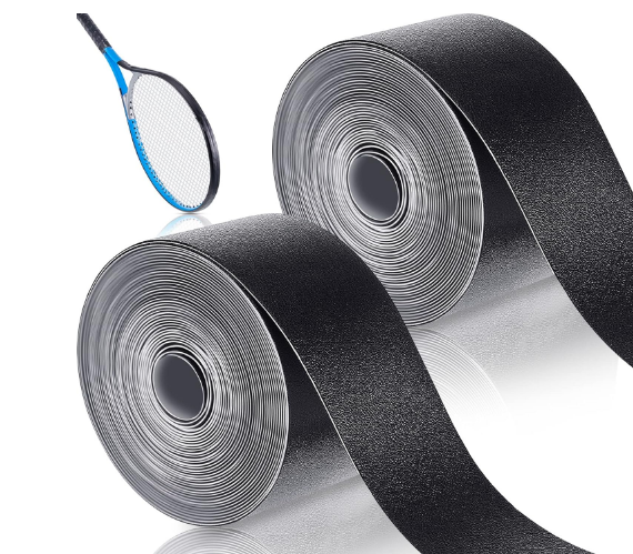 2 Pieces Black Racket Protection Tape Racquet Head Guard for Tennis Practice Racquetball, 16.4' Roll