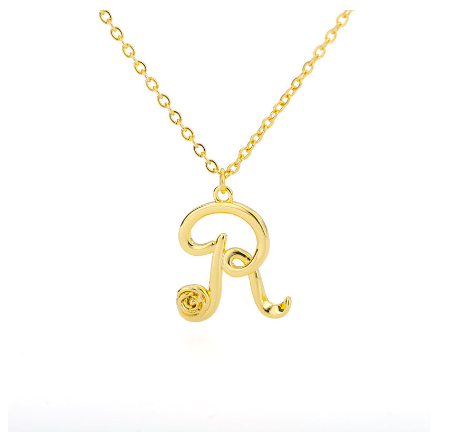 Dainty Gold Letter Necklace Tiny 26 Capital A-Z Pendant Choker Necklace,Cute Personalized Name Necklace Gold Jewelry Necklace R