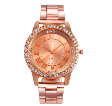 Fashion Roman digital scale personalized diamond inlaid steel band watch business leisure quartz watch F1