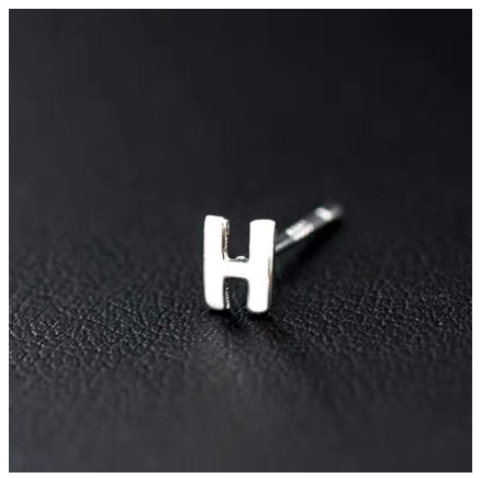 A-Z Initial Letter Stud Earrings for Women Girls Birthday Gift Silver Plated 26 Alphabet Name Ear Piercing Jewelry H