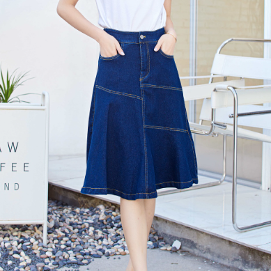 Eyouth 1946 Jeans skirt women Denim midi long ladies skirts