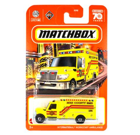 Matchbox Basic Die-Cast Vehicles - International Workstar Ambulance Collector Toy Car
