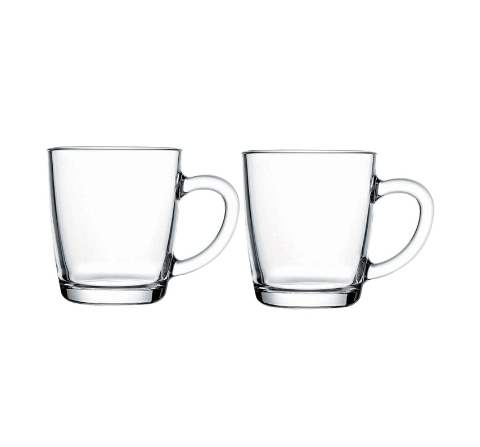 Pasabahce Basic Handled Glass Mug 340cc 11.25oz, Set of 2 (55531/2)
