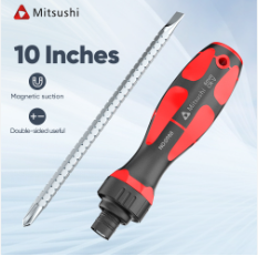 Mitsushi KDL626011 Retractable Double-Way Adjustable Ratchet Screwdriver/Magnetic Flat Screwdriver