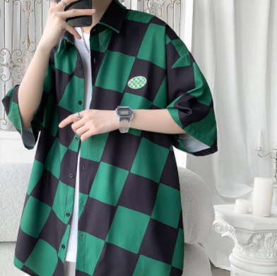 Street Style Polo Shirt For Men Short Sleeve Loose Square Women