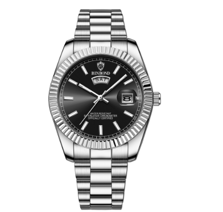 Binbond Watch Men Steel Band Waterproof Casual Classic Dual Calendar Luminous Men's Watch Simple Atmospheric Men's Watch 005