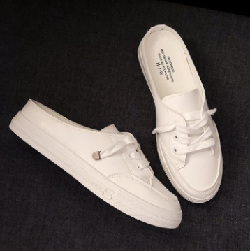 Bestseller Fashion Korea half Baotou Flat Mules Sneakers Casual Wild Style White Shoes for women